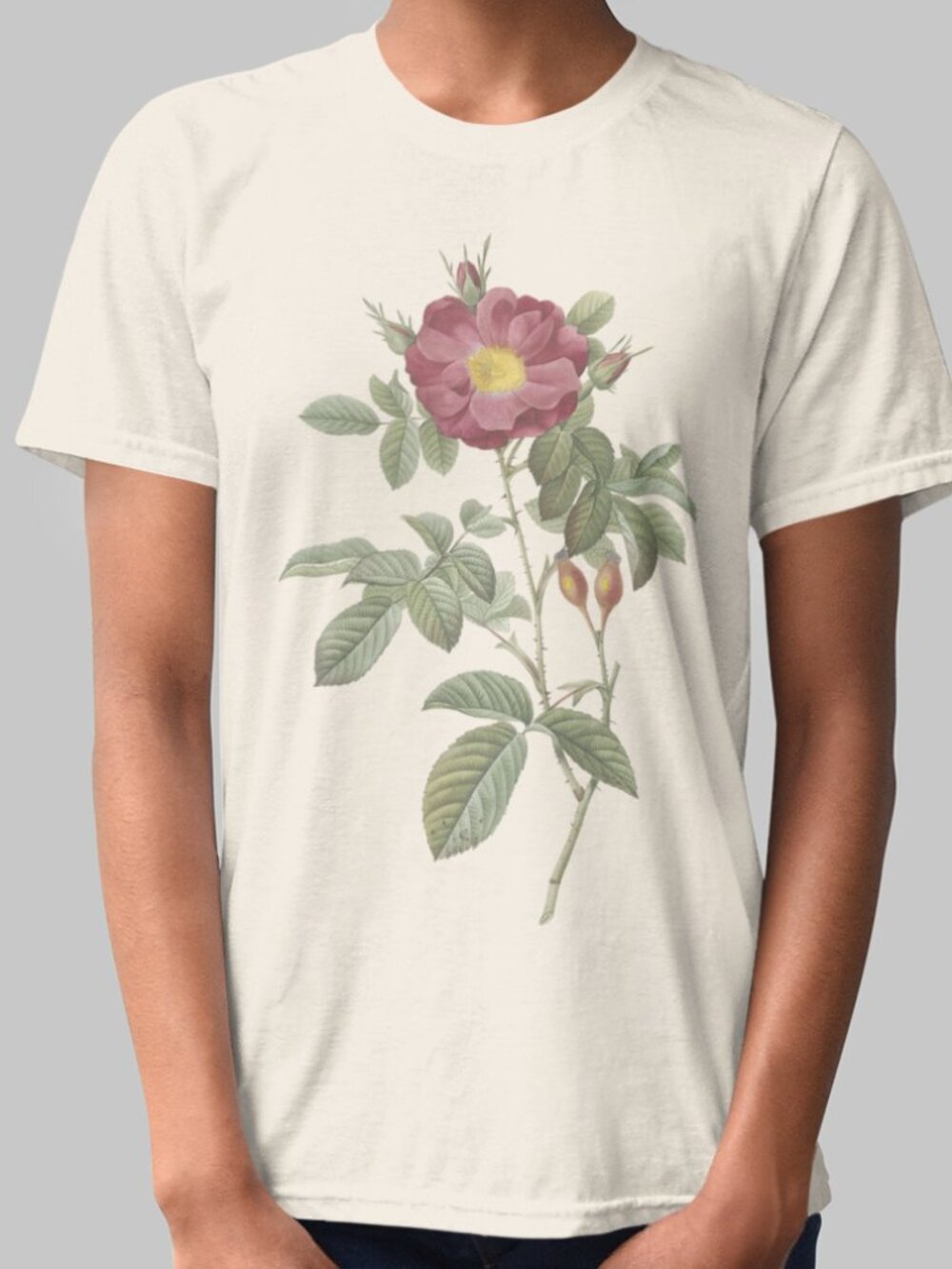Rose Vintage Floral Print Short Sleeve Graphic Tee T-shirt S-XXL